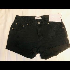 Black roll up high waisted short shorts